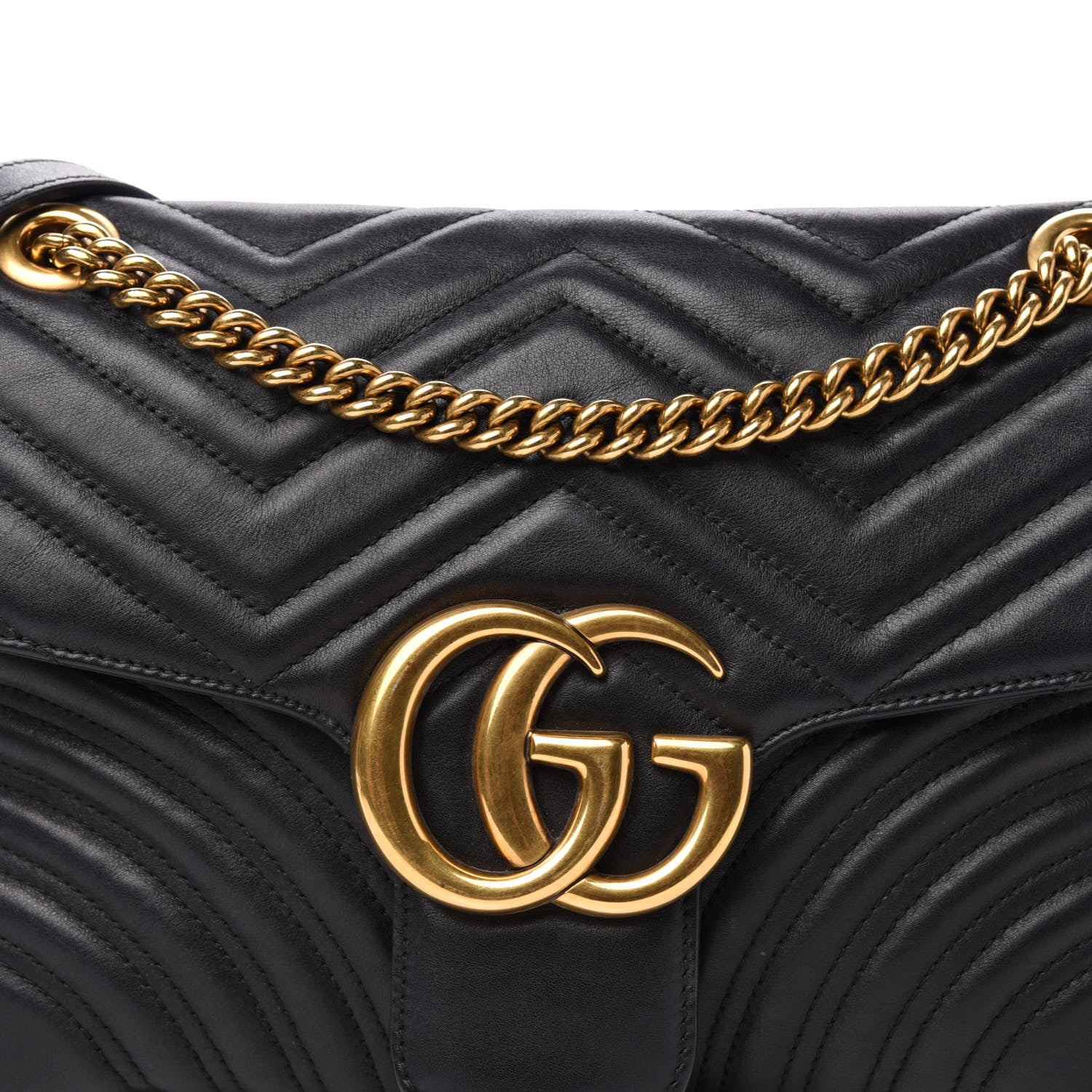 Gucci Calfskin Matelasse Medium GG Marmont Shoulder Bag Black 13 of 13