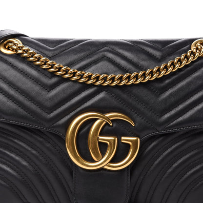 Gucci Calfskin Matelasse Medium GG Marmont Shoulder Bag Black 13 of 13