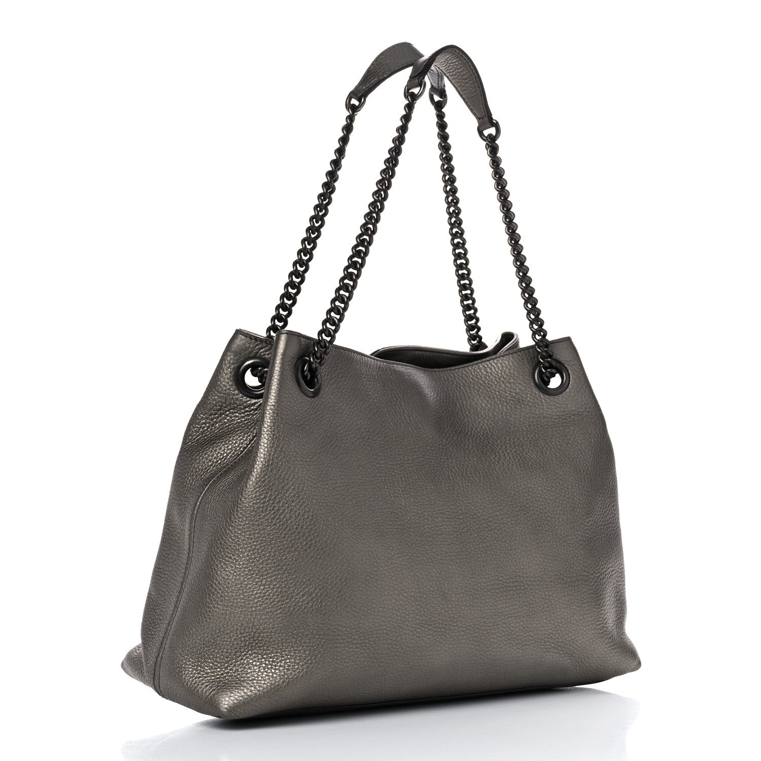 Gucci Metallic Pebbled Calfskin Medium Soho Chain Shoulder Bag Sasso 2 of 17