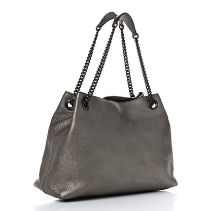 Gucci Metallic Pebbled Calfskin Medium Soho Chain Shoulder Bag Sasso 2 of 17