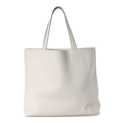Hermes Veau Sikkim Taurillon Clemence Double Sens 36 Reversible Tote Bleu Pale Gris Perle 1 of 17