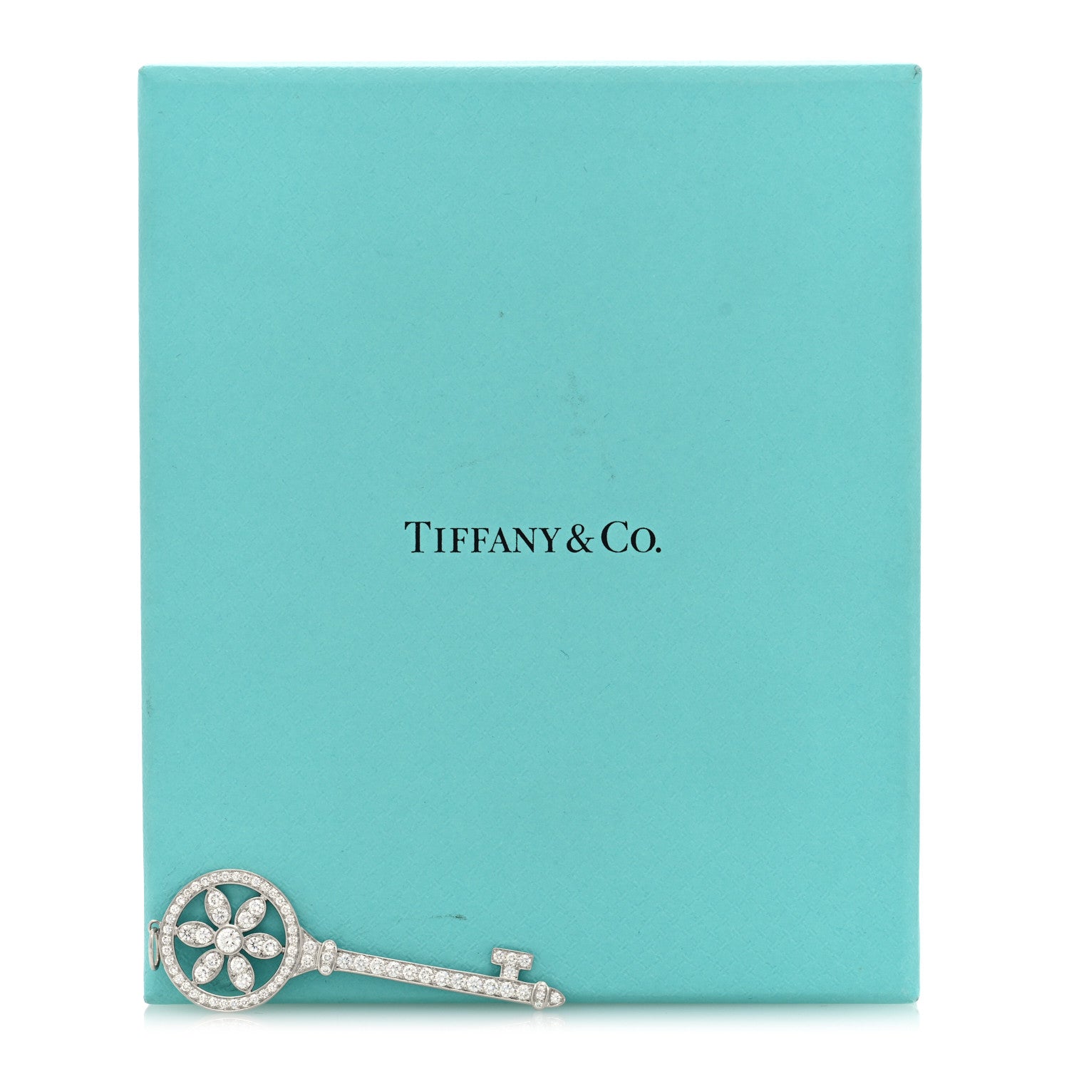 Tiffany Platinum Diamond Daisy Key Pendant Necklace 4 of 4