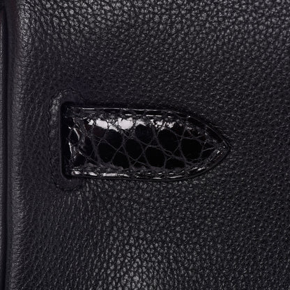 Hermes Taurillon Novillo Shiny Niloticus Crocodile Birkin Touch 30 Black 27 of 32