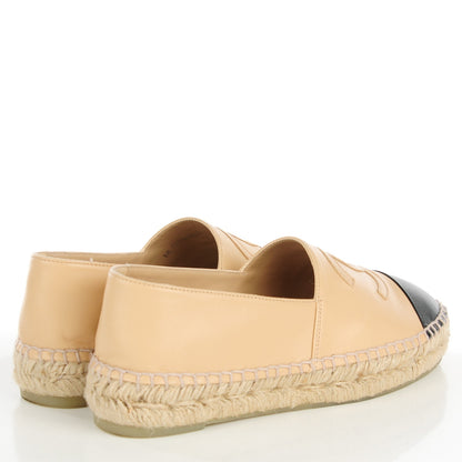 Chanel Lambskin CC Espadrilles 35 Beige Black 4 of 10