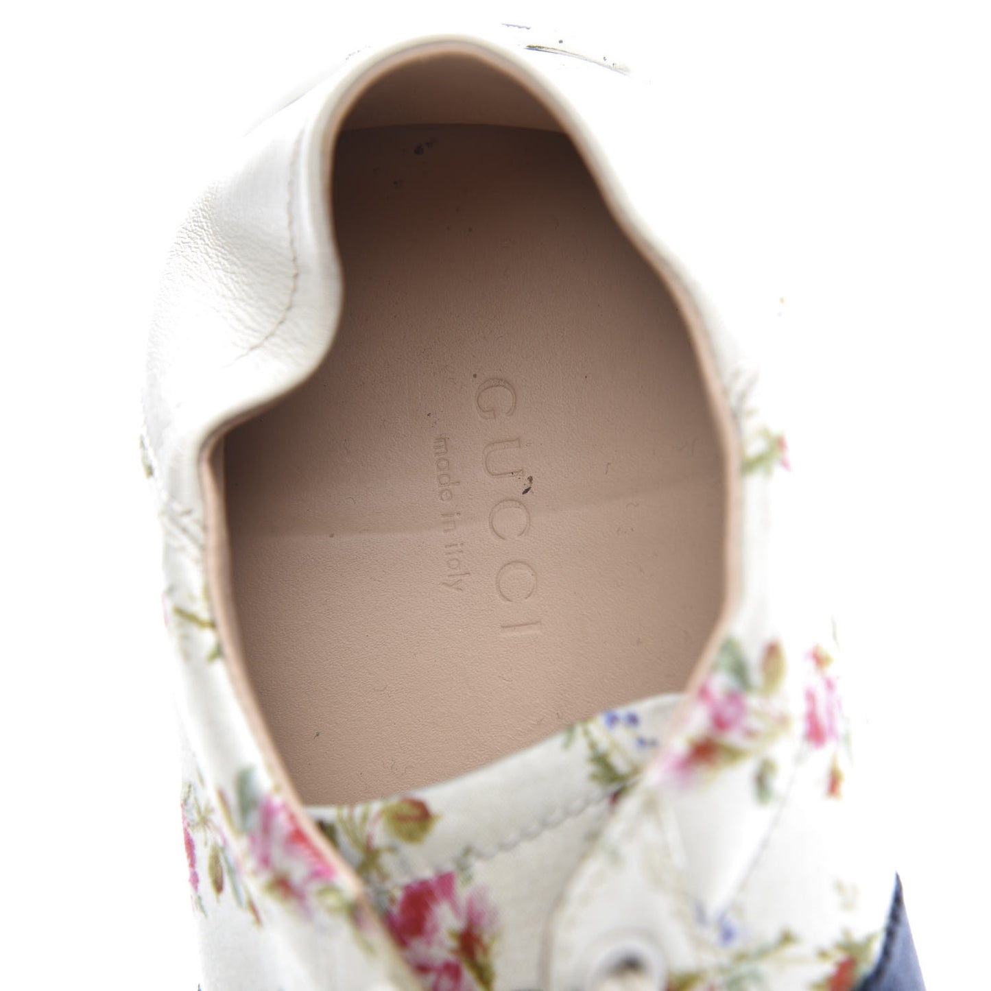 Calfskin Web Rose Print Bee Embroidered Womens Ace Sneakers 37 White