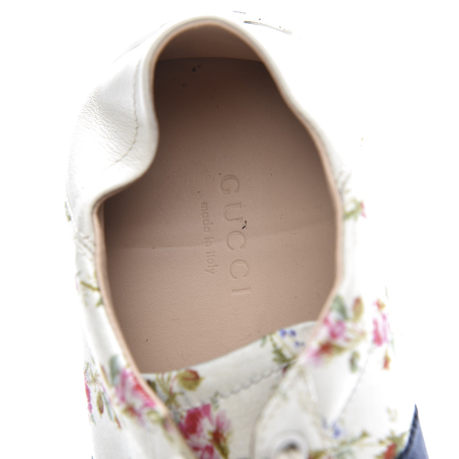 Gucci Calfskin Web Rose Print Bee Embroidered Womens Ace Sneakers 37 White 7 of 9