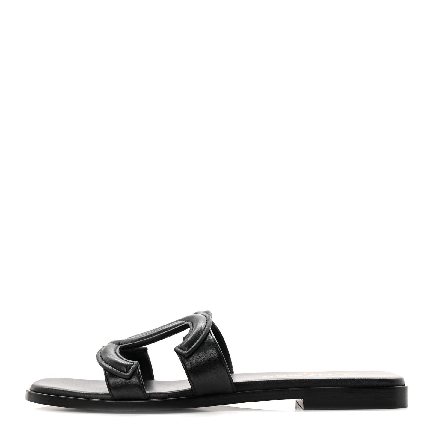 Lambskin CC Cut Out Mules Sandals 38 Black