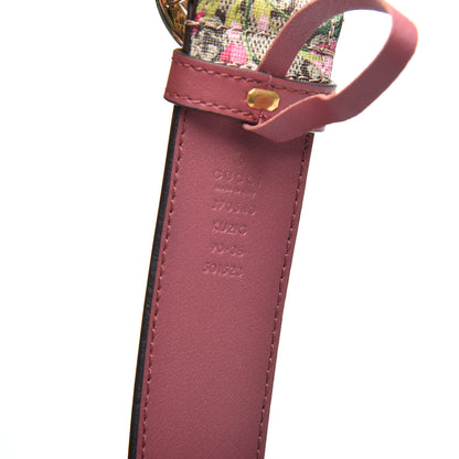 Gucci GG Supreme Monogram Blooms Moon Calfskin Interlocking G 37mm Belt 90 36 Beige Ebony Multicolor Dry Rose 3 of 5