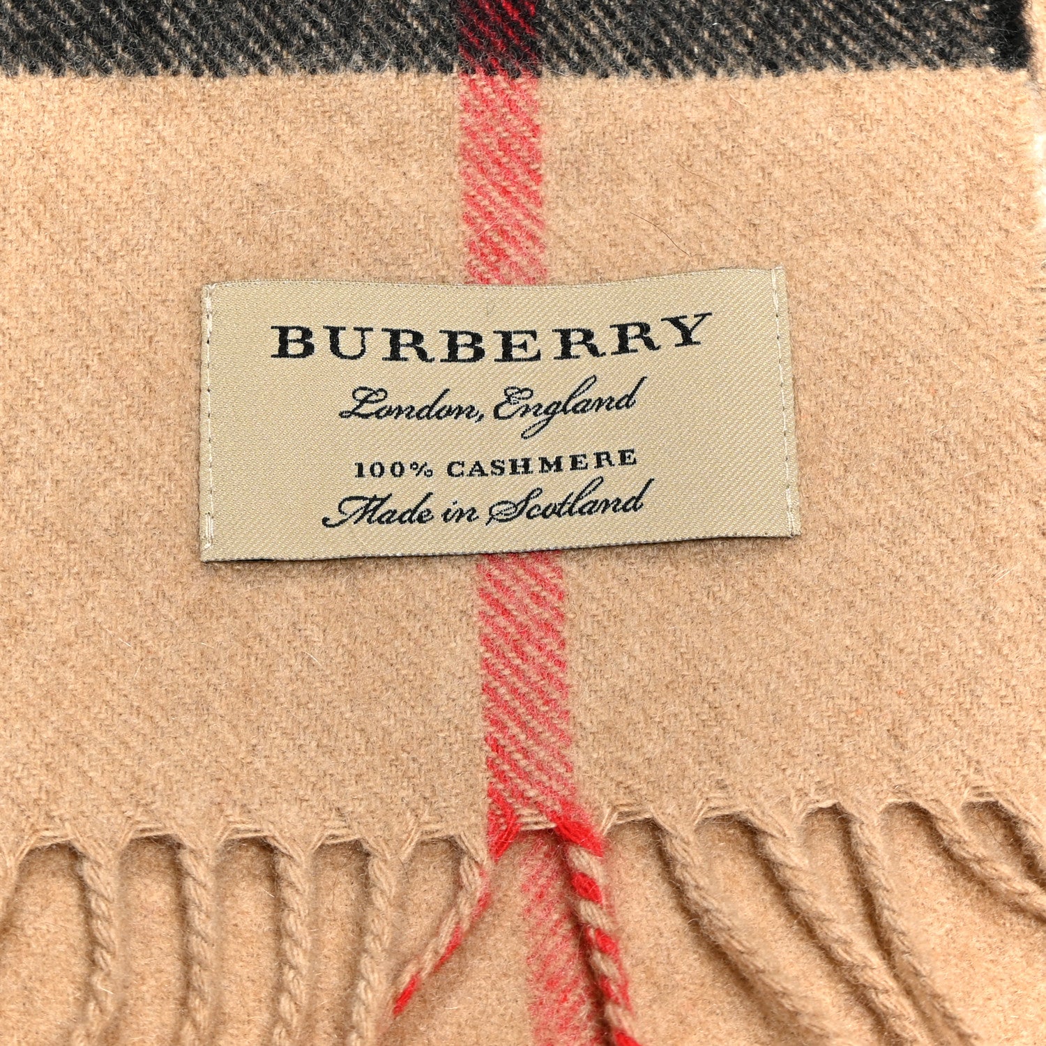 Burberry Cashmere Classic Check Fringe Scarf Camel 6 of 6