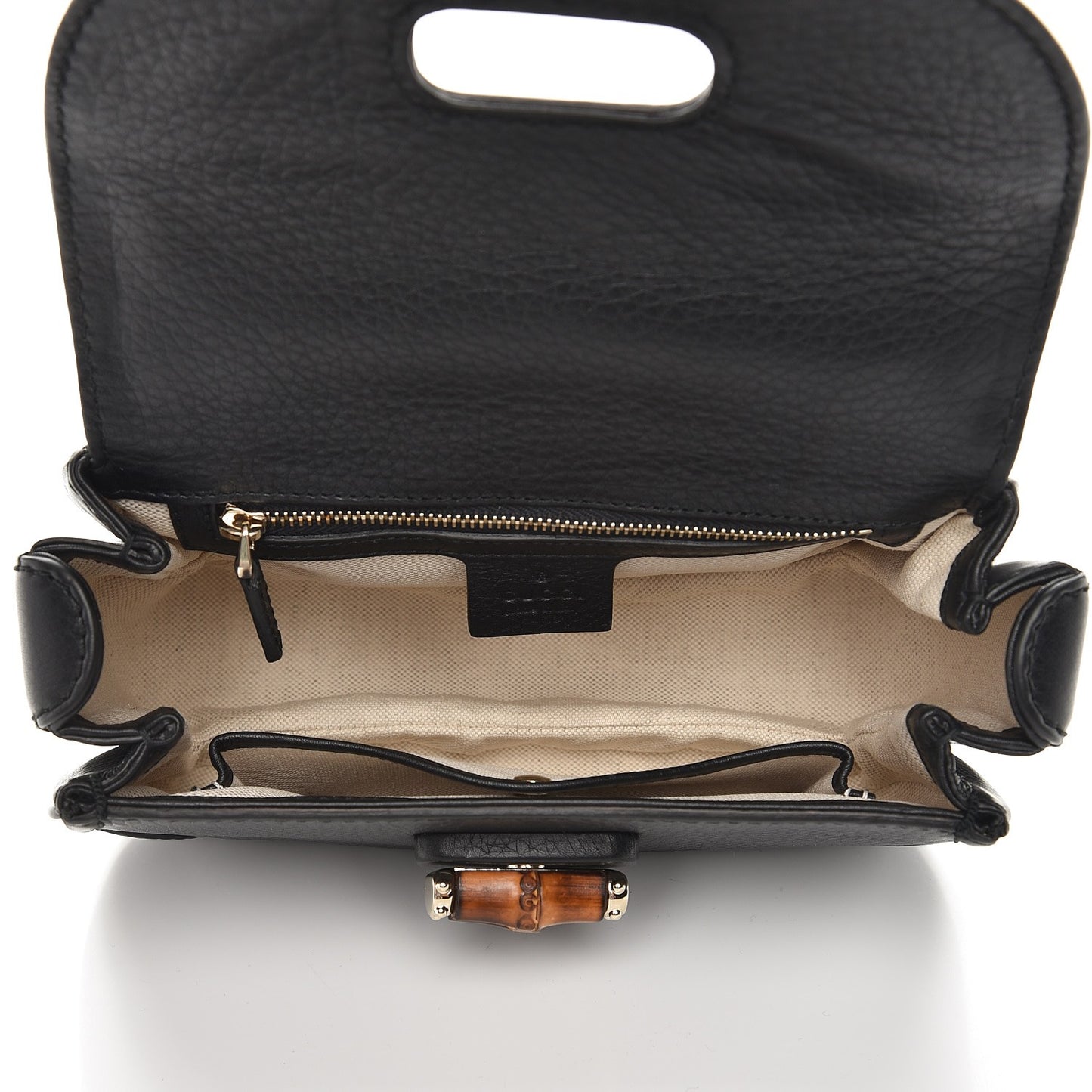 Cellarius Calfskin Small New Bamboo Top Handle Bag Black
