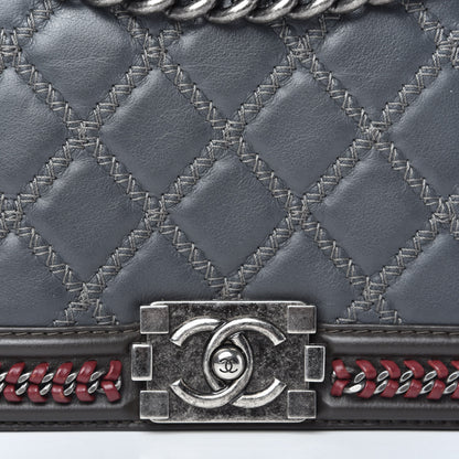 Chanel Calfskin Quilted Medium Boy Top Handle Flap Grey 10 of 10
