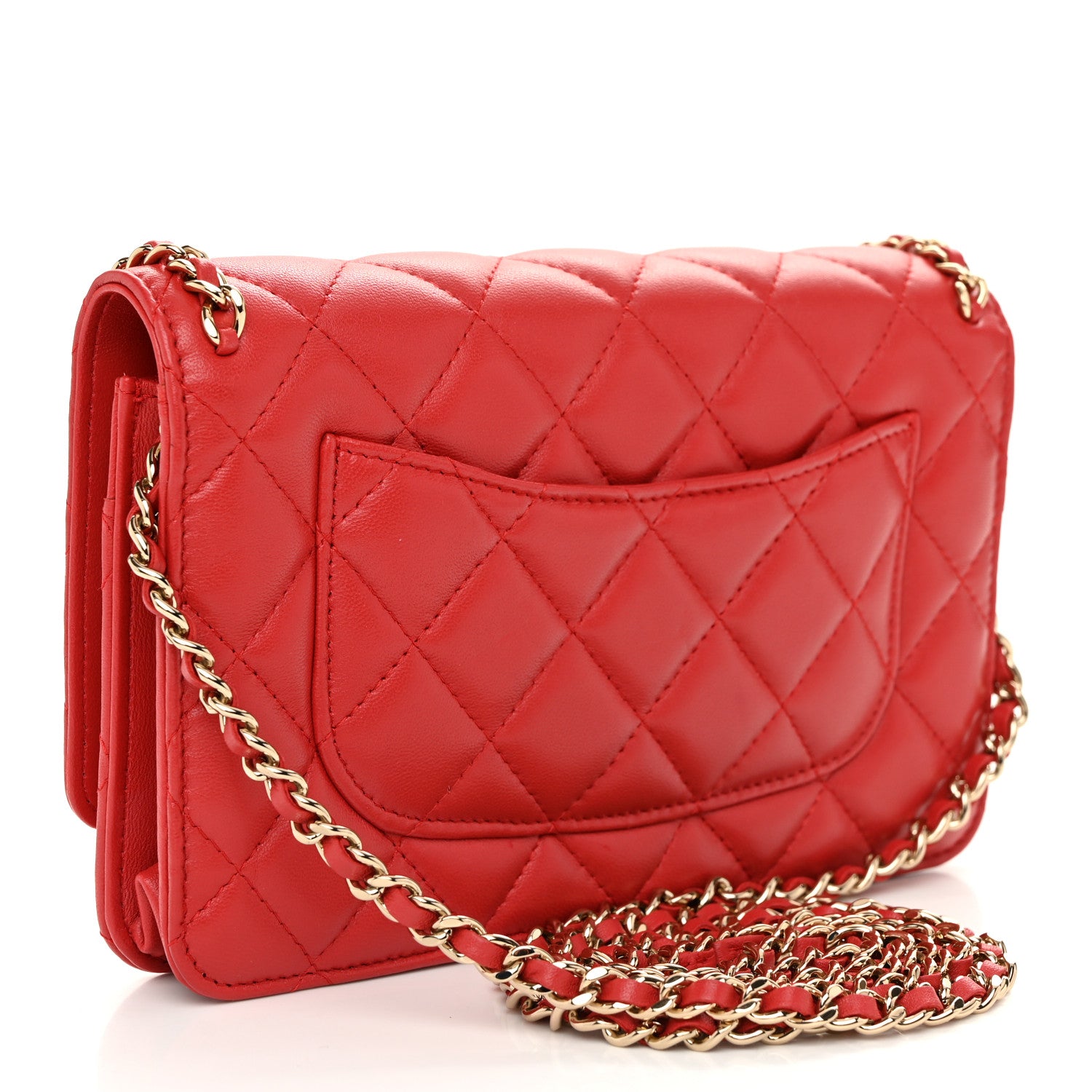 Chanel Lambskin Quilted Chain Around Wallet On Chain WOC Red 3 of 12
