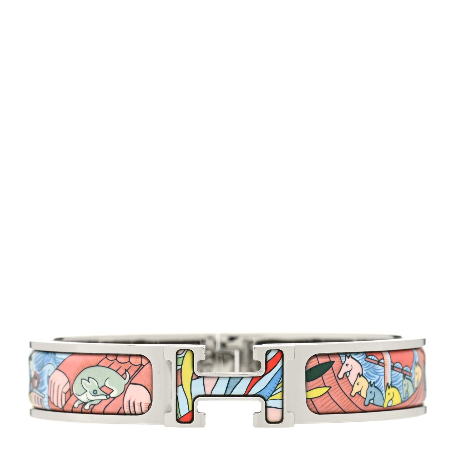 Enamel Narrow Print Cosmographia Universalis Clic Clac H Bracelet PM Album De Soie