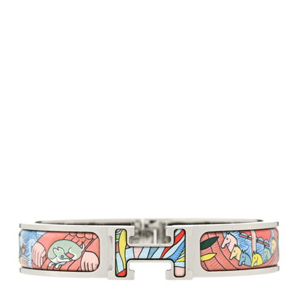 Hermes Enamel Narrow Print Cosmographia Universalis Clic Clac H Bracelet PM Album De Soie 1 of 4
