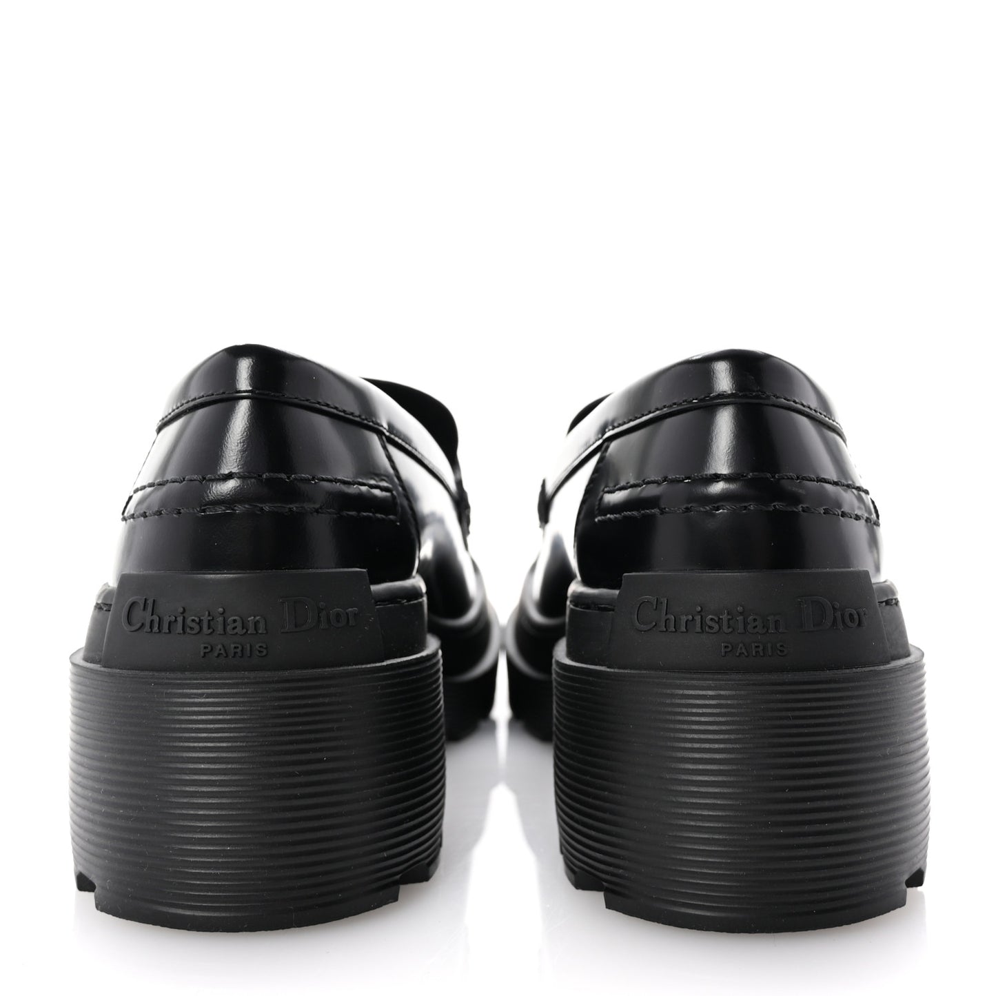 Brushed Calfskin Dior Code Lug Sole Platform 35mm Loafers 37.5 Black