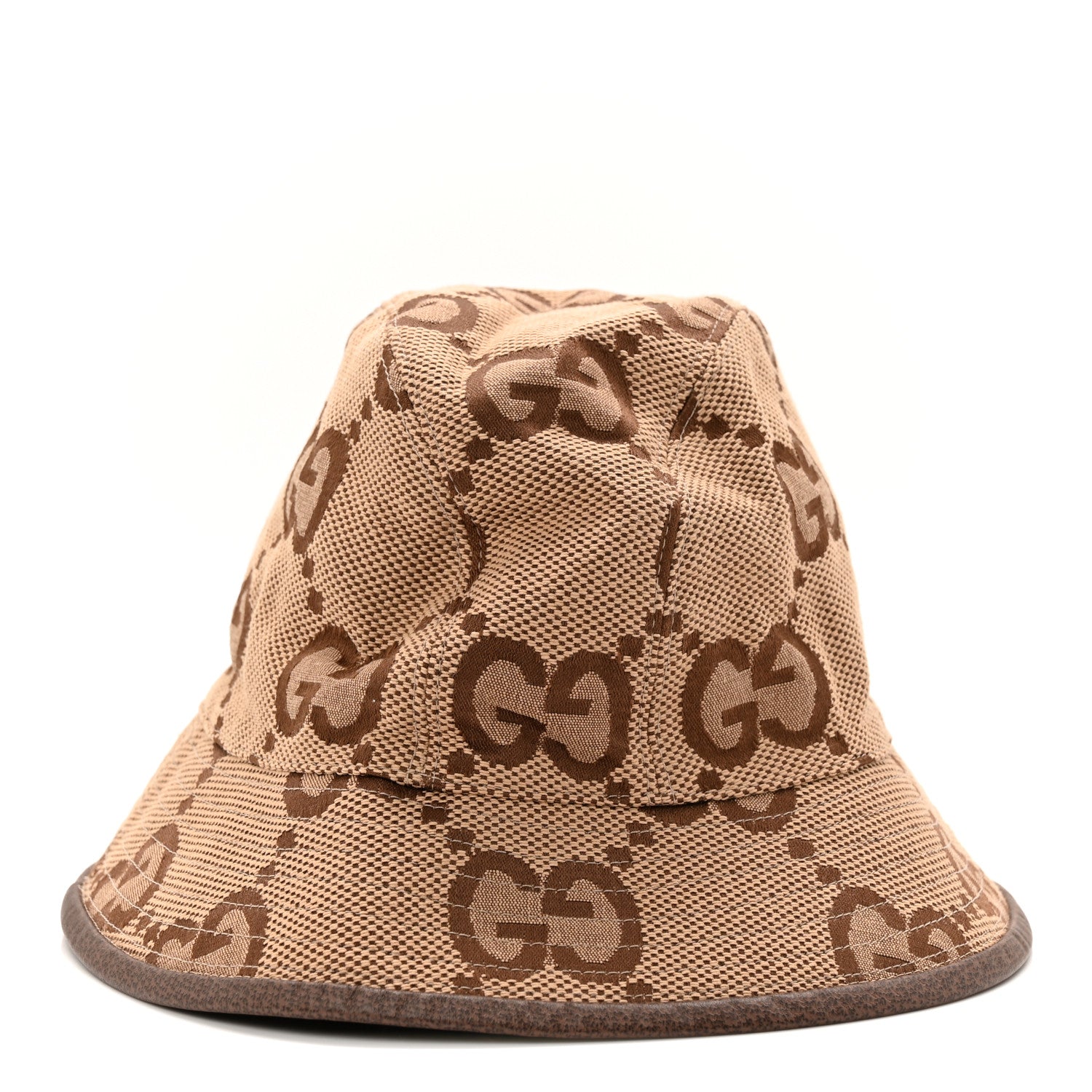 Gucci Monogram Jumbo GG Bucket Hat S Camel Ebony New Acero 3 of 10