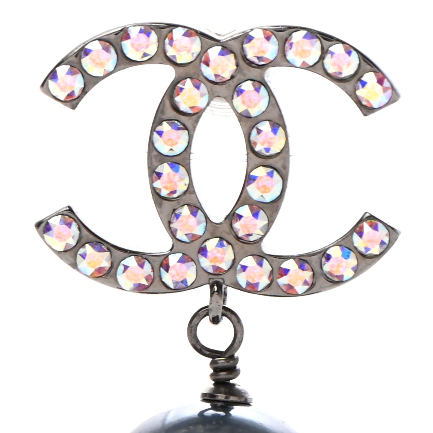 Iridescent Crystal Bead CC Drop Earrings Black