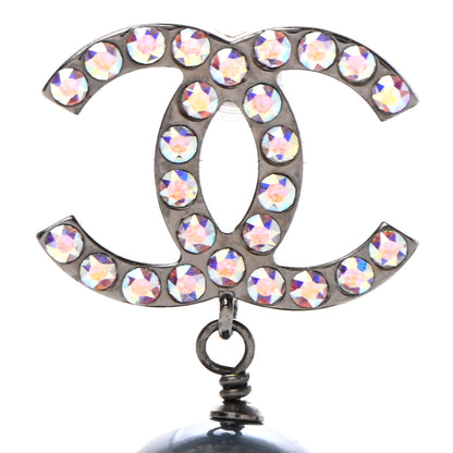 Chanel Iridescent Crystal Bead CC Drop Earrings Black 5 of 6