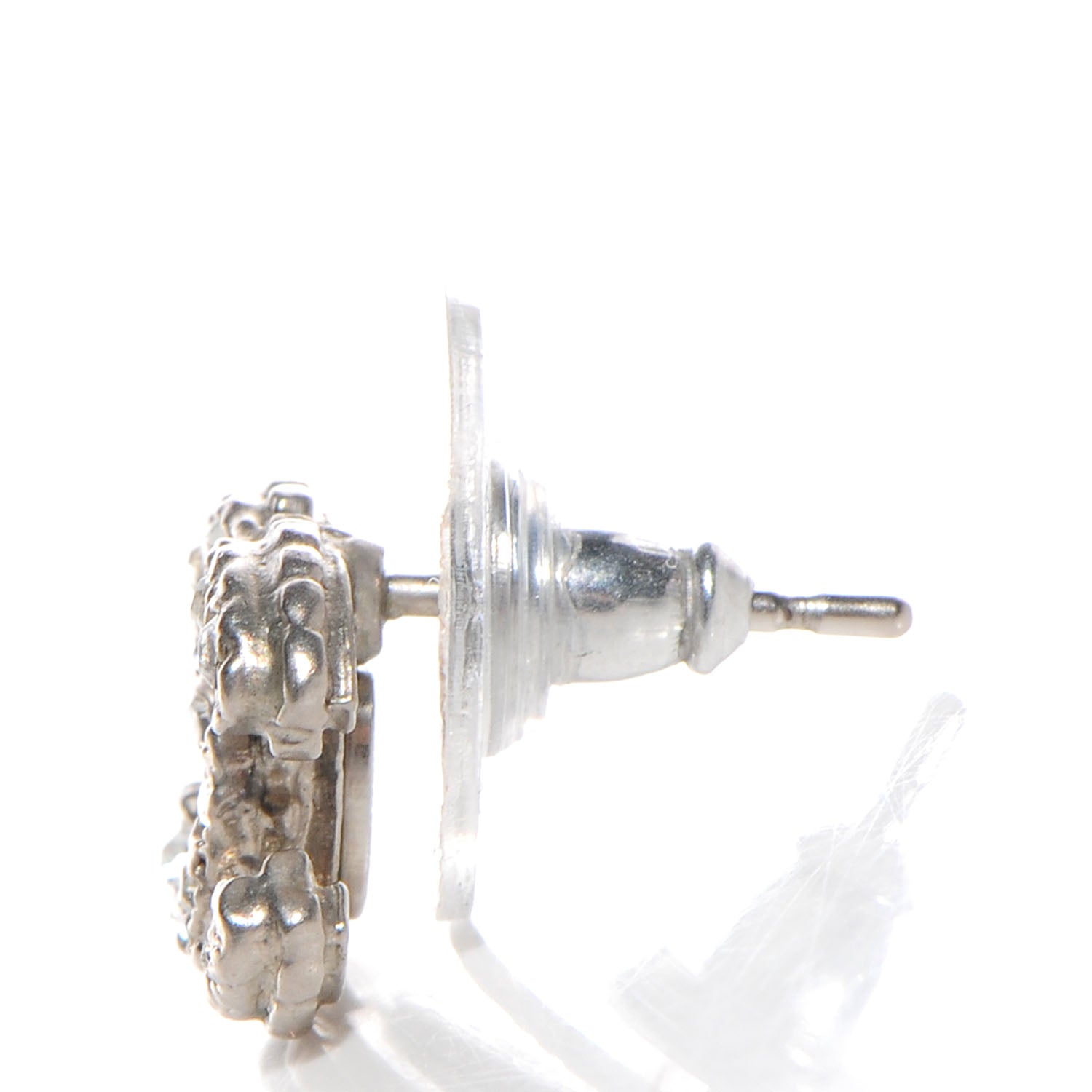 Chanel Crystal CC Earrings Silver 2 of 5