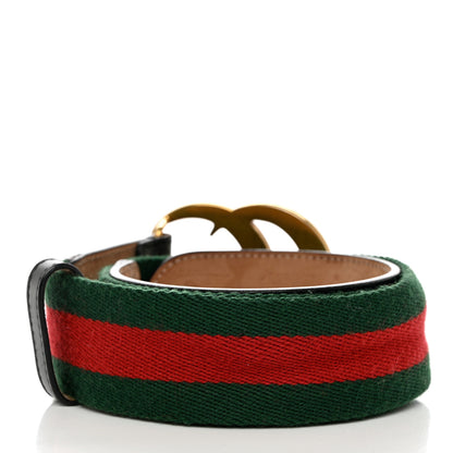 Gucci Nylon Calfskin Double G Web 40mm Belt 85 34 Green Red Black 2 of 7