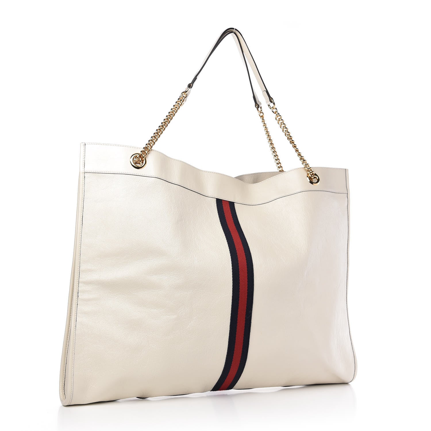 Gucci Calfskin Maxi Rajah Chain Tote White 3 of 10
