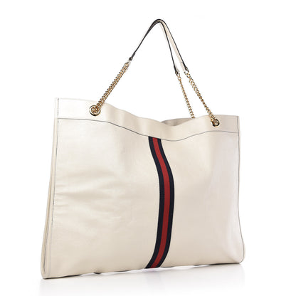 Gucci Calfskin Maxi Rajah Chain Tote White 3 of 10