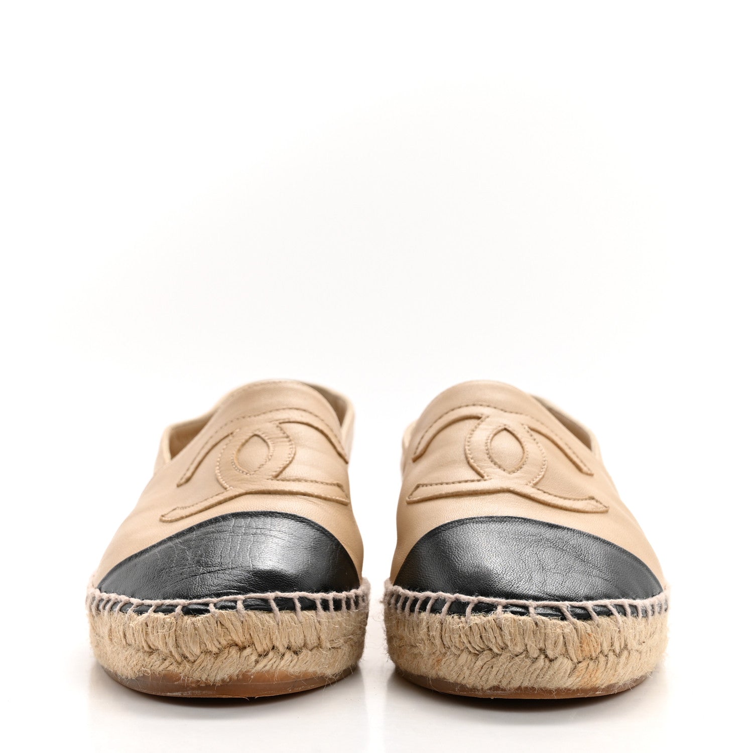 Chanel Lambskin CC Espadrilles 39 Beige Black 2 of 12