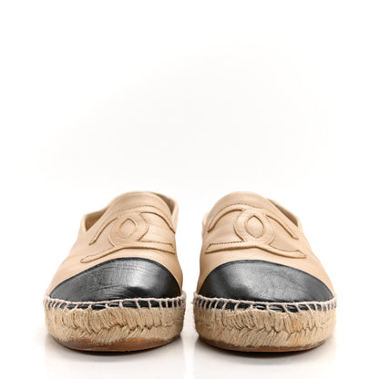 Chanel Lambskin CC Espadrilles 39 Beige Black 2 of 12
