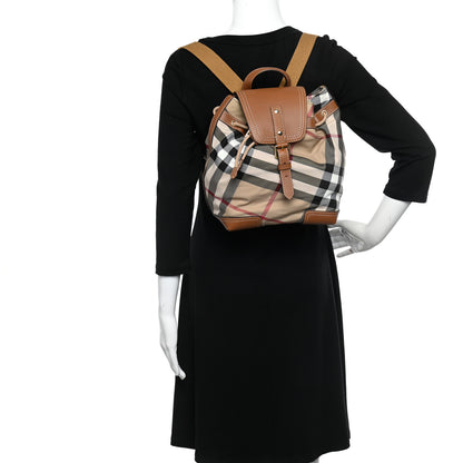 Burberry Nylon Calfskin Nova Check Backpack Brown 3 of 10