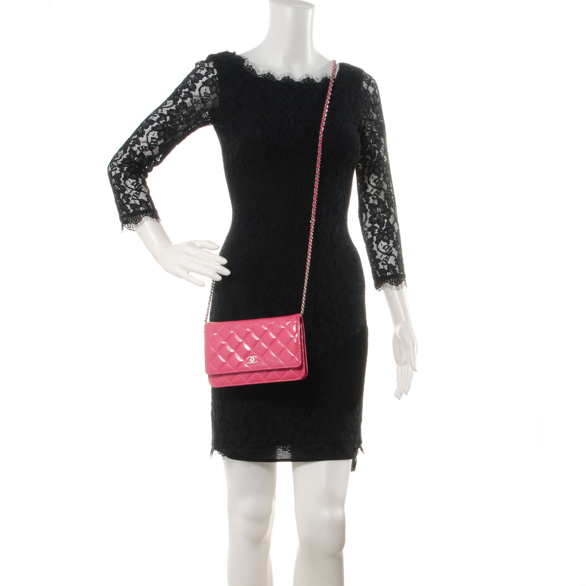 Chanel Patent Wallet on Chain Pink 2 of 8