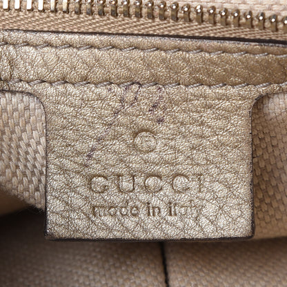 Gucci Metallic Pebbled Calfskin Medium Soho Chain Shoulder Bag Golden Beige 6 of 12