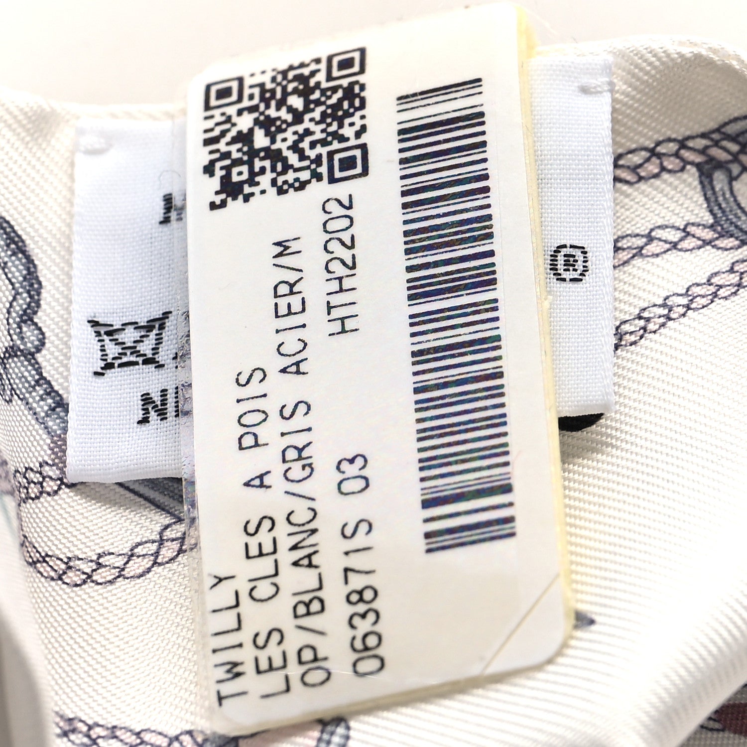 Hermes Silk Les Cles A Pois Twilly White Gris Acier 4 of 4