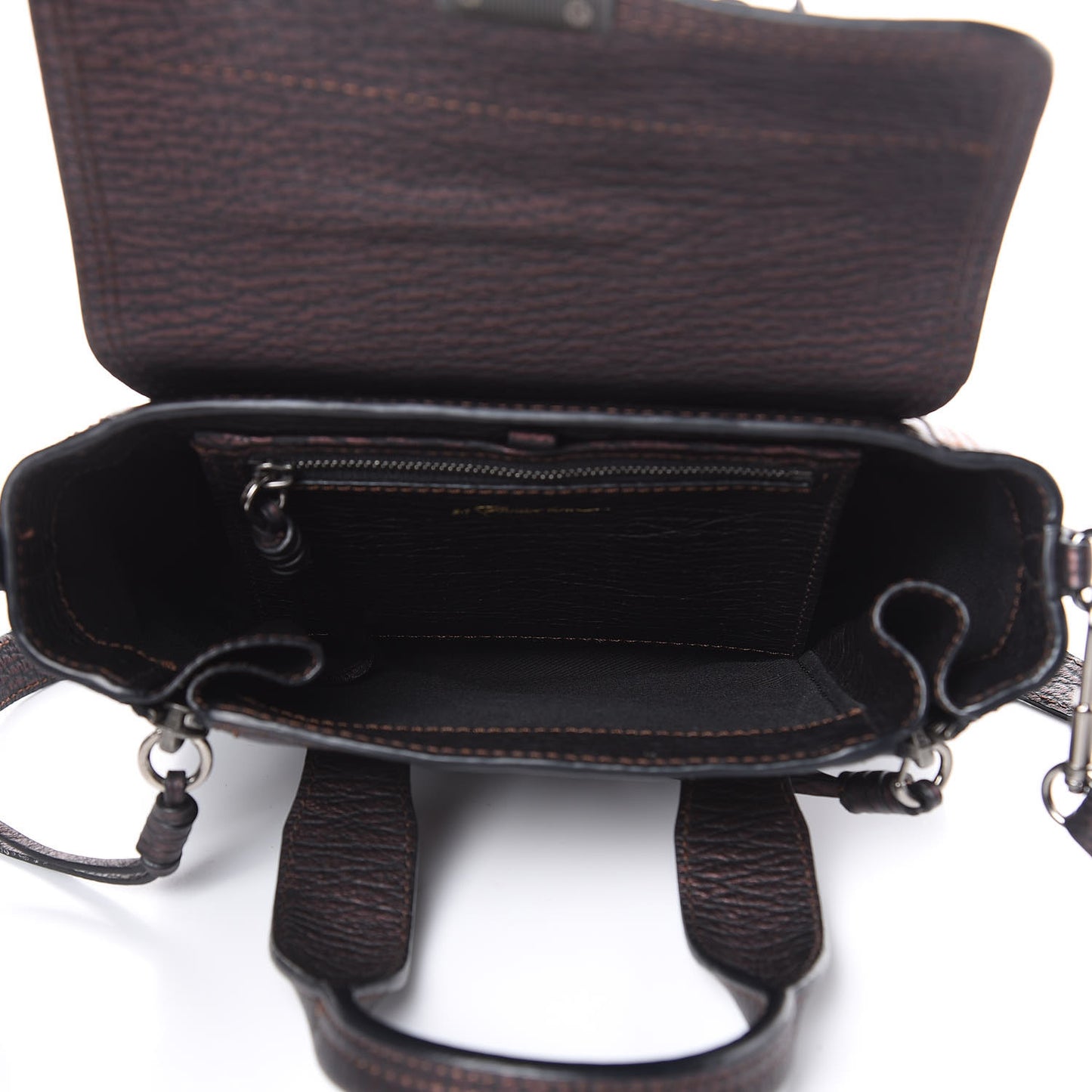 3.1 Metallic Textured Calfskin Mini Pashli Satchel Burgundy