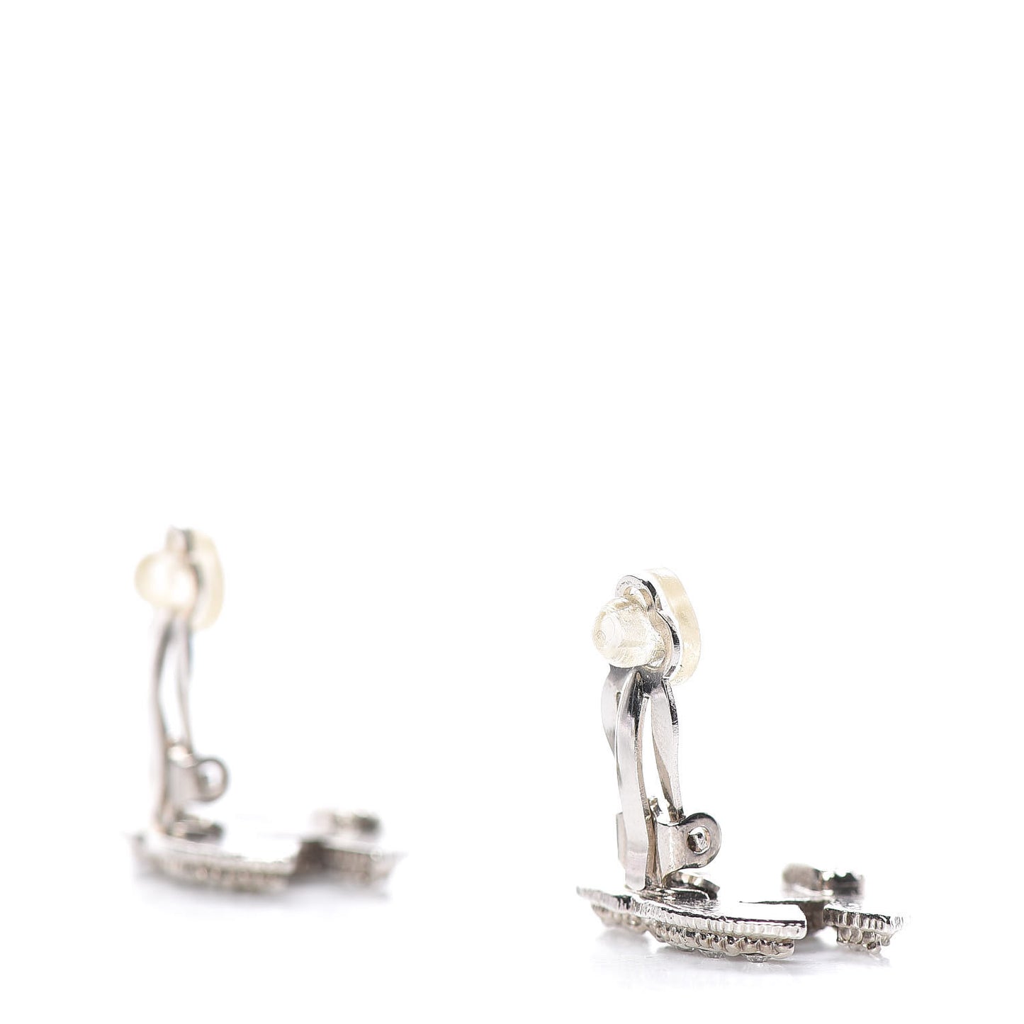 Crystal CC Clip On Earrings Silver
