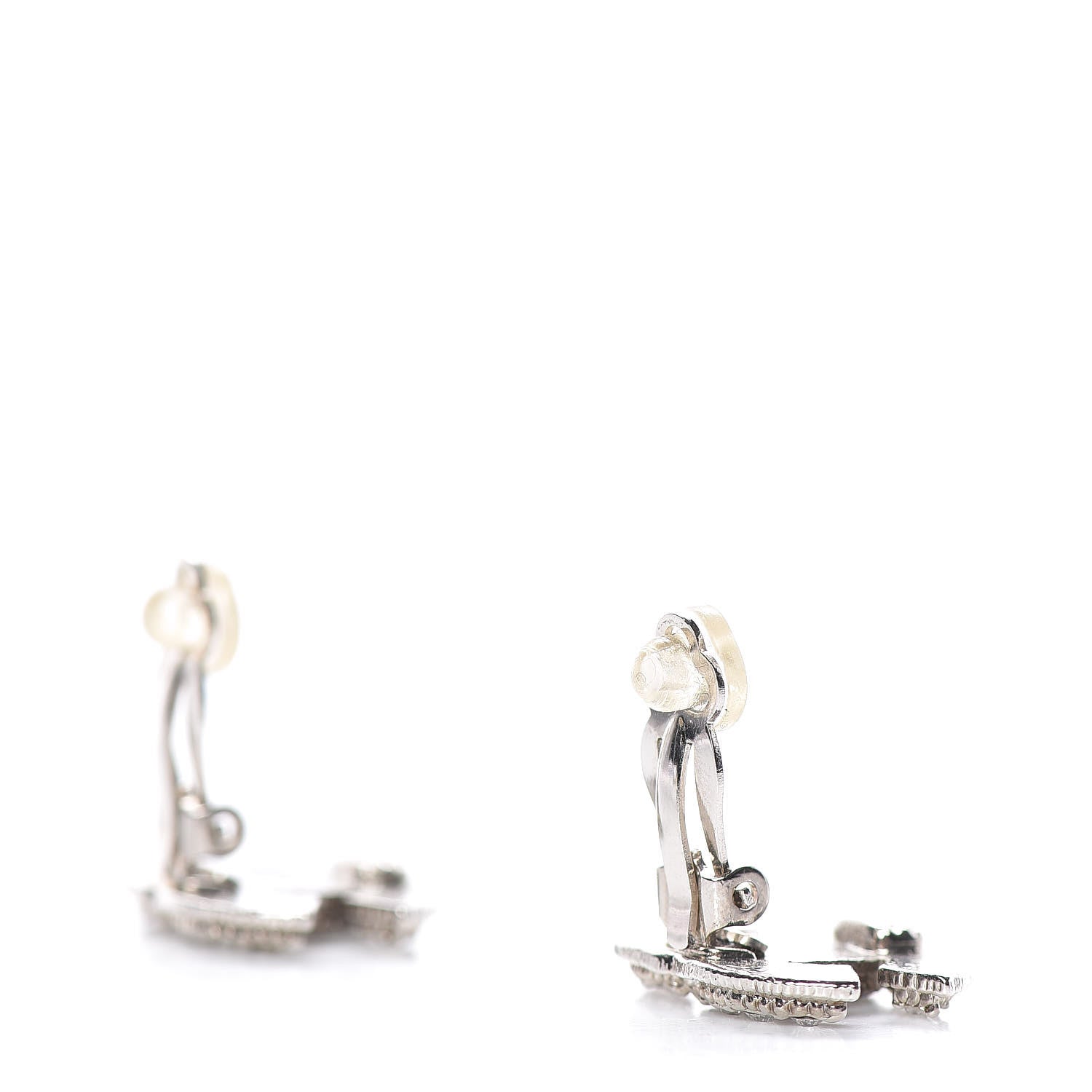 Chanel Crystal CC Clip On Earrings Silver 3 of 4