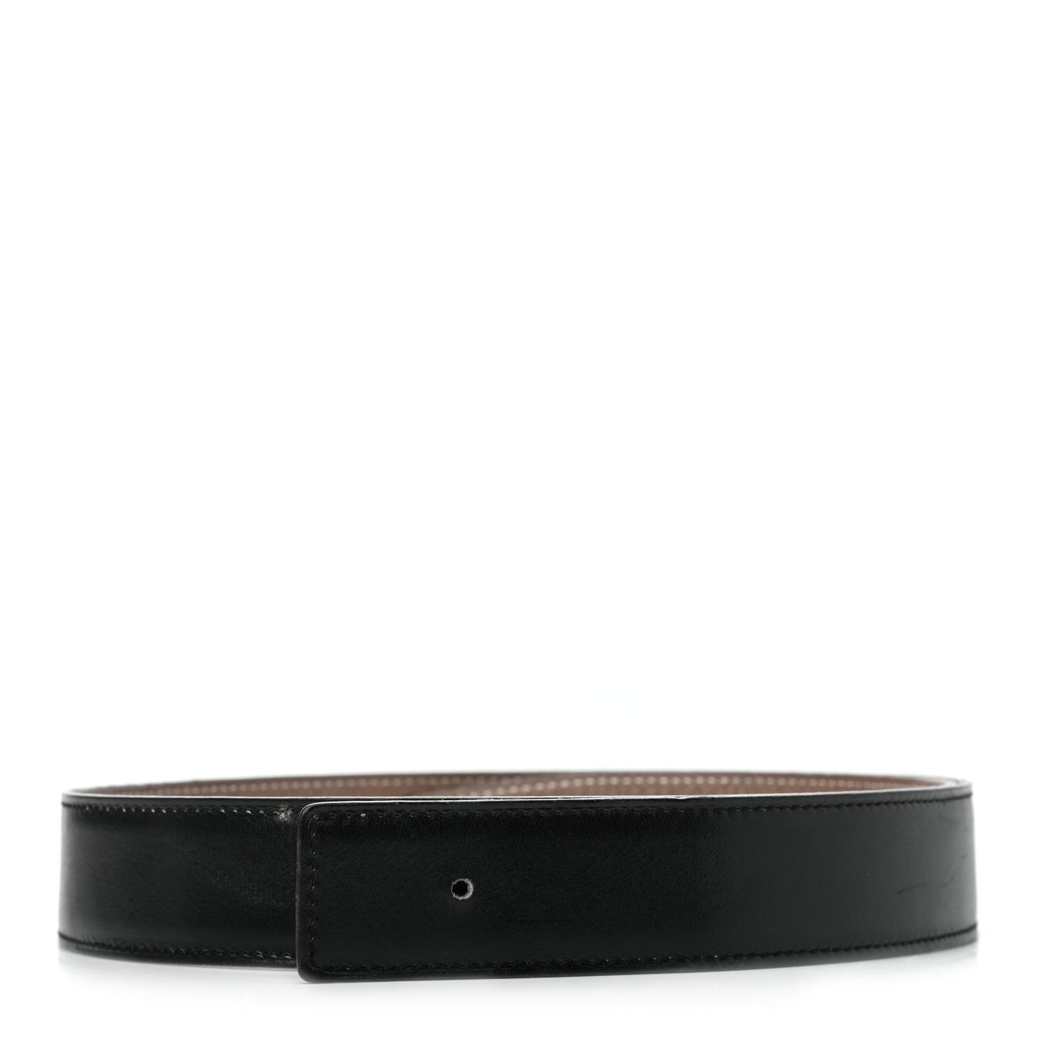 Hermes Box Togo 32mm Belt Strap 80 Black Etoupe 1 of 8