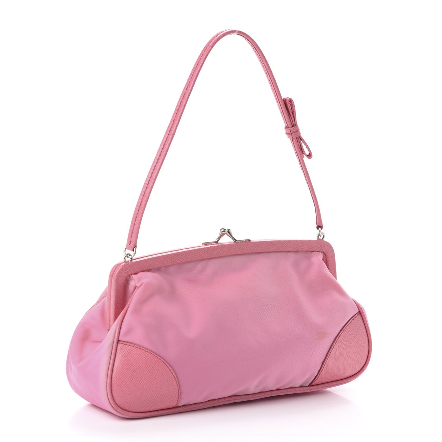 Tessuto Nylon Saffiano Kisslock Shoulder Bag Rosa