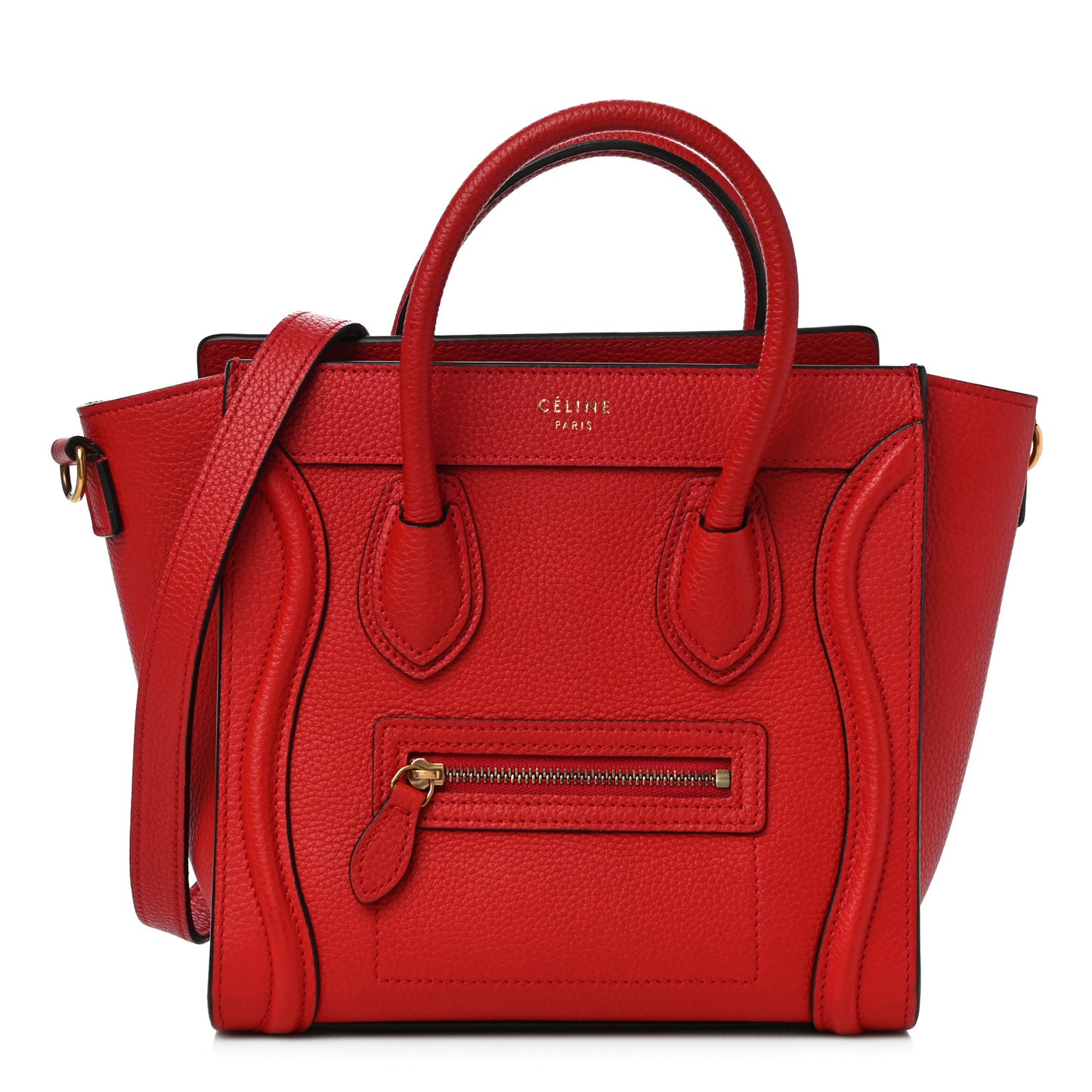 Drummed Calfskin Nano Luggage Red