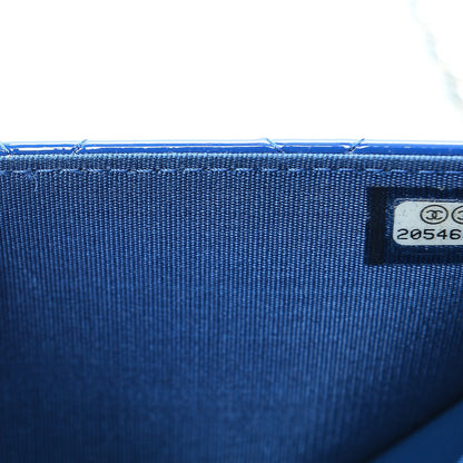 Chanel Patent Calfskin Quilted Boy Wallet On Chain WOC Dark Blue 8 of 9