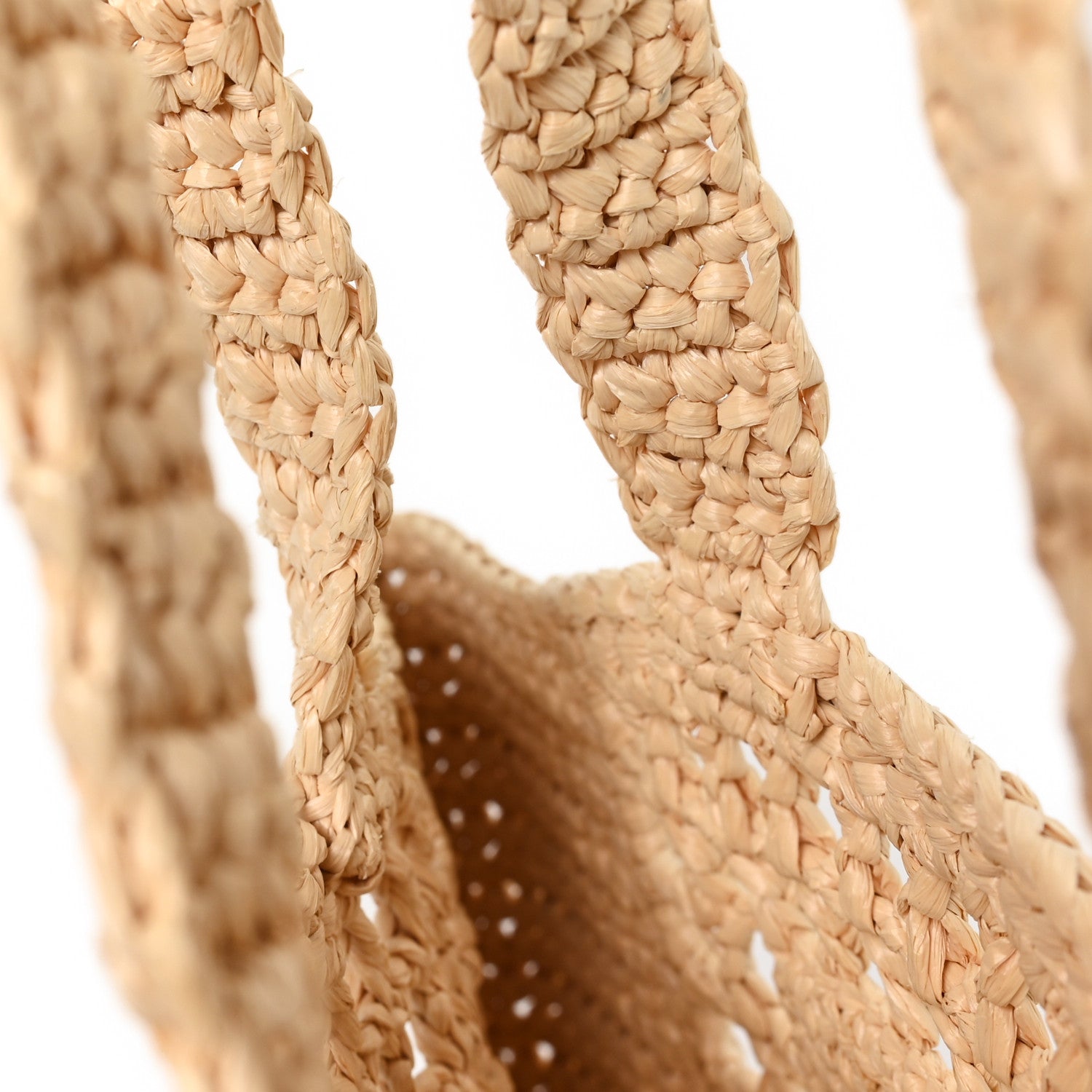 Prada Yarn Raffia Effect Crochet Logo Embroidered Small Tote Bag Naturale 10 of 10