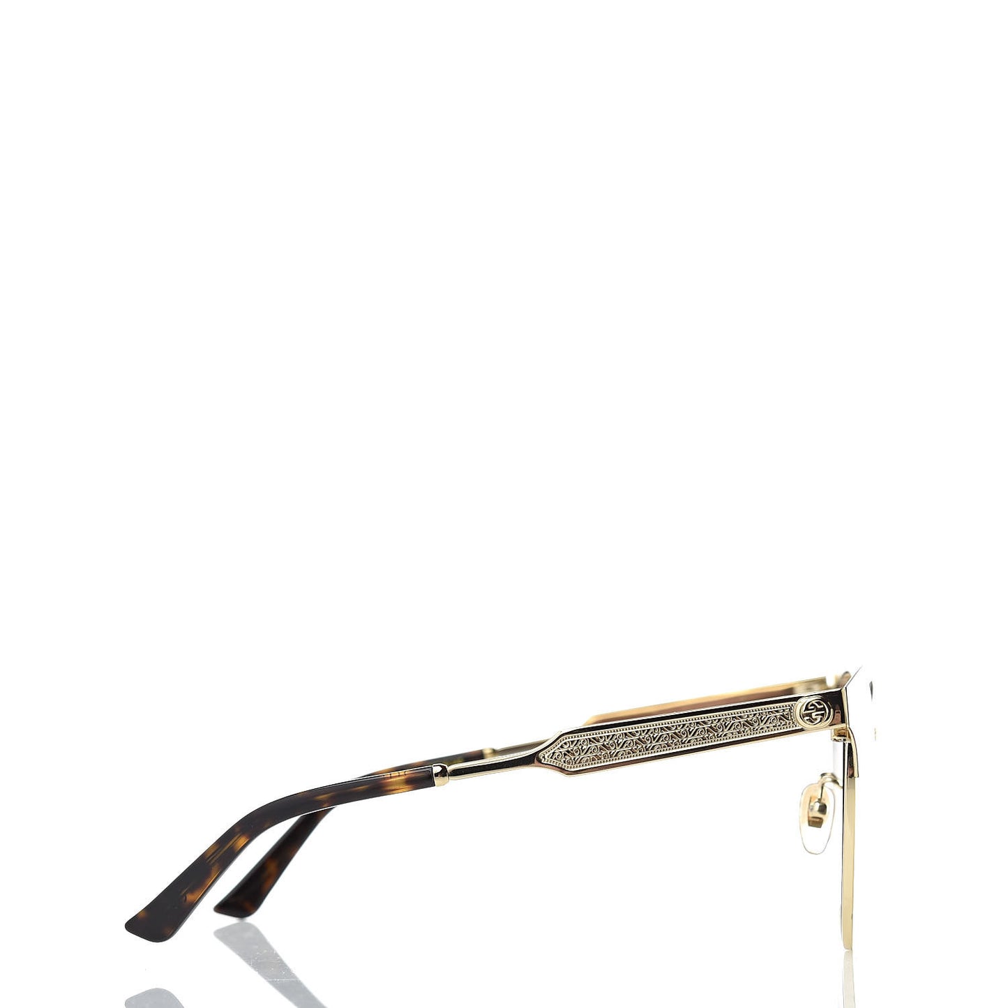 Round Metal GG0074S Sunglasses Black Gold
