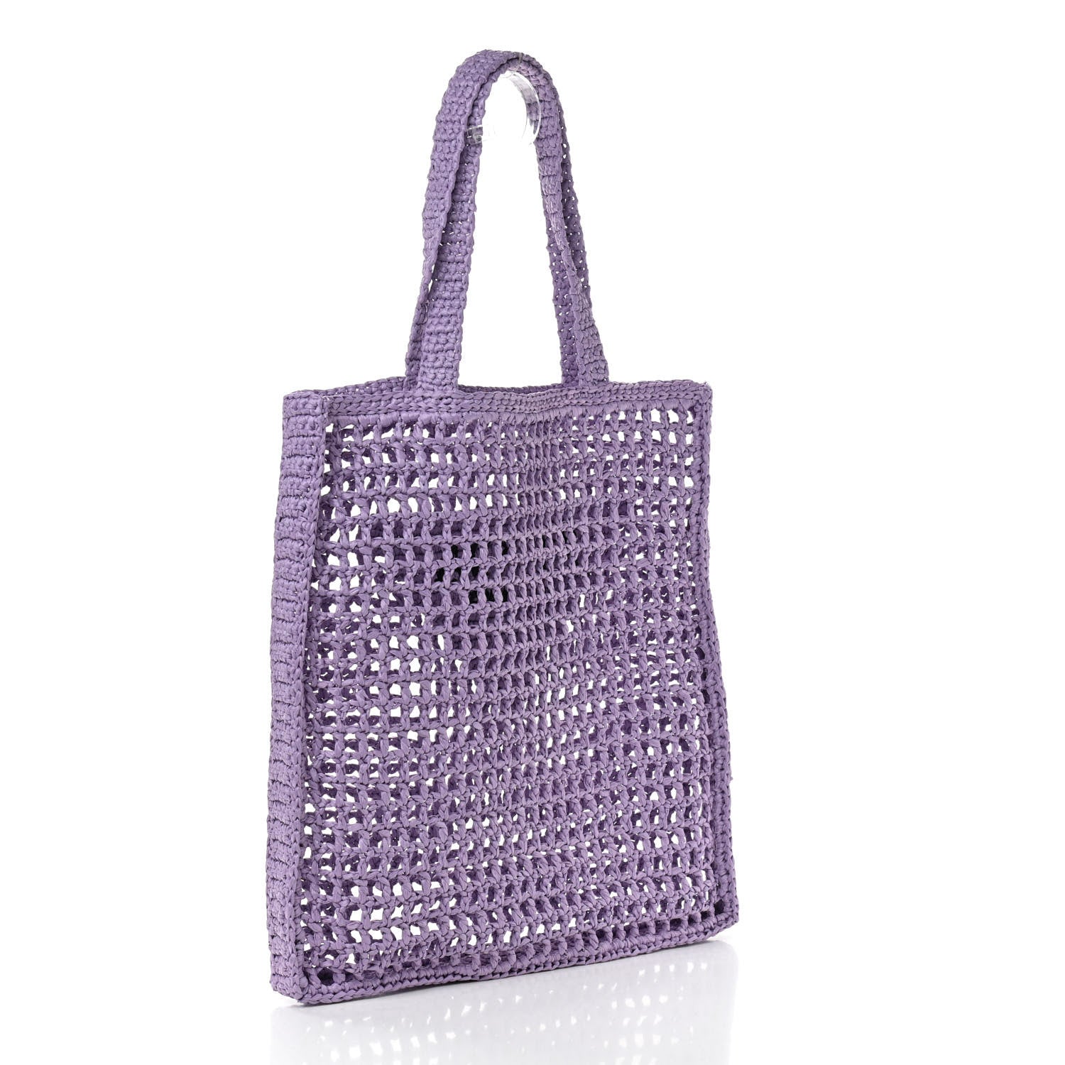 Prada Yarn Raffia Effect Crochet Logo Embroidered Tote Bag Lilium 3 of 10