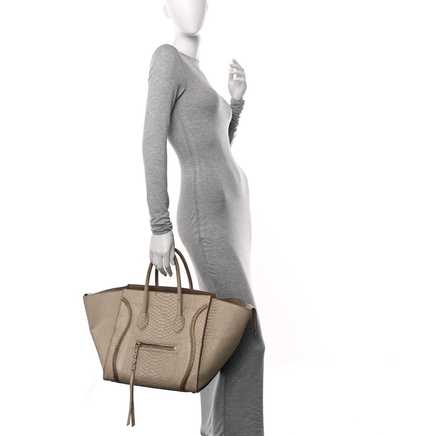 Celine Snakeskin Medium Phantom Luggage Grey 2 of 15