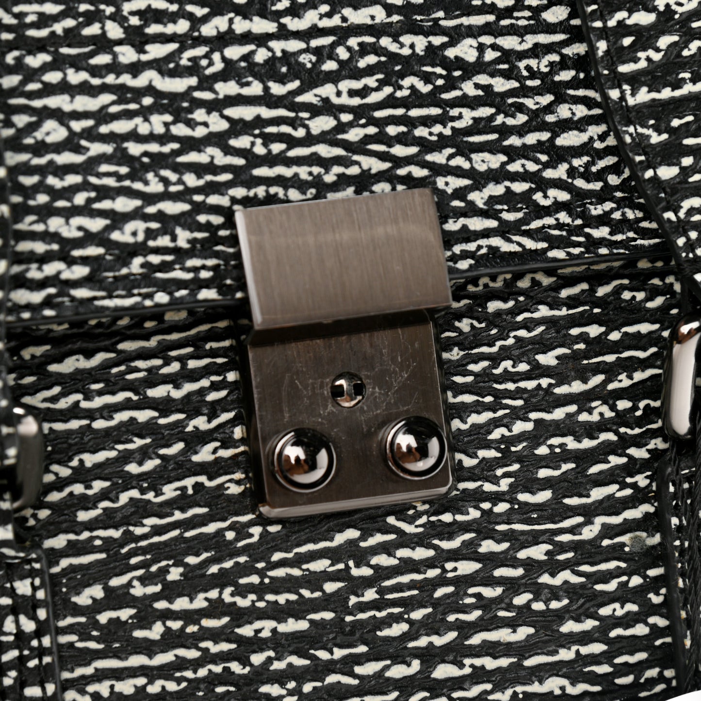 Textured Calfskin Medium Pashli Satchel Black Cream