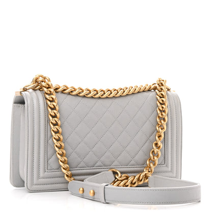Chanel Caviar Quilted Medium Boy Flap Light Grey 2 of 9
