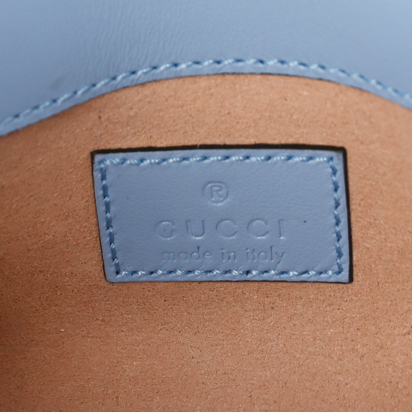 Calfskin Matelasse Monochrome GG Marmont Chain Belt Bag Porcelain Light Blue