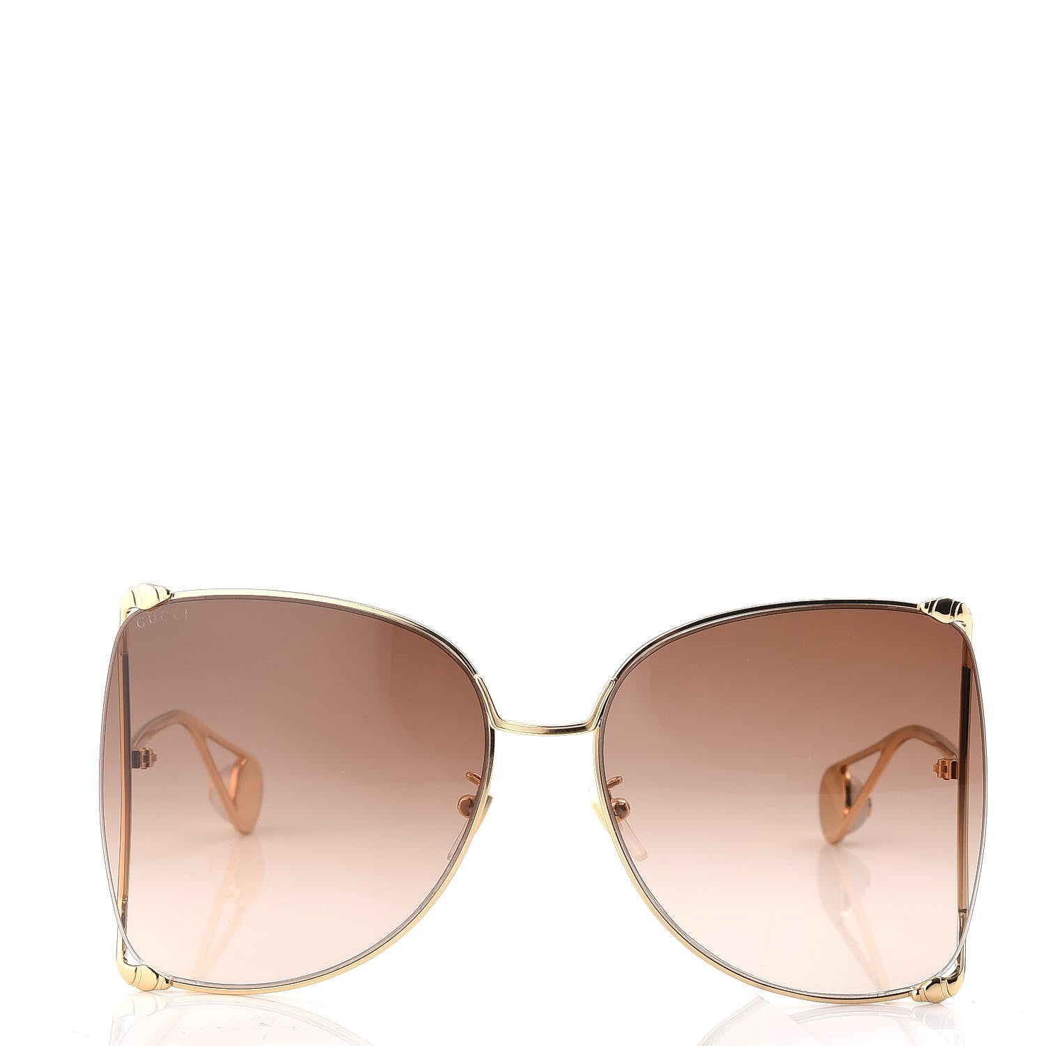 Gucci Oversized Round Sunglasses GG0252S Gold Brown 2 of 9