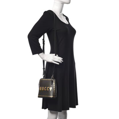 Gucci X SEGA Calfskin GUCCY Stars Mini Dome Shoulder Bag Black Gold 2 of 11