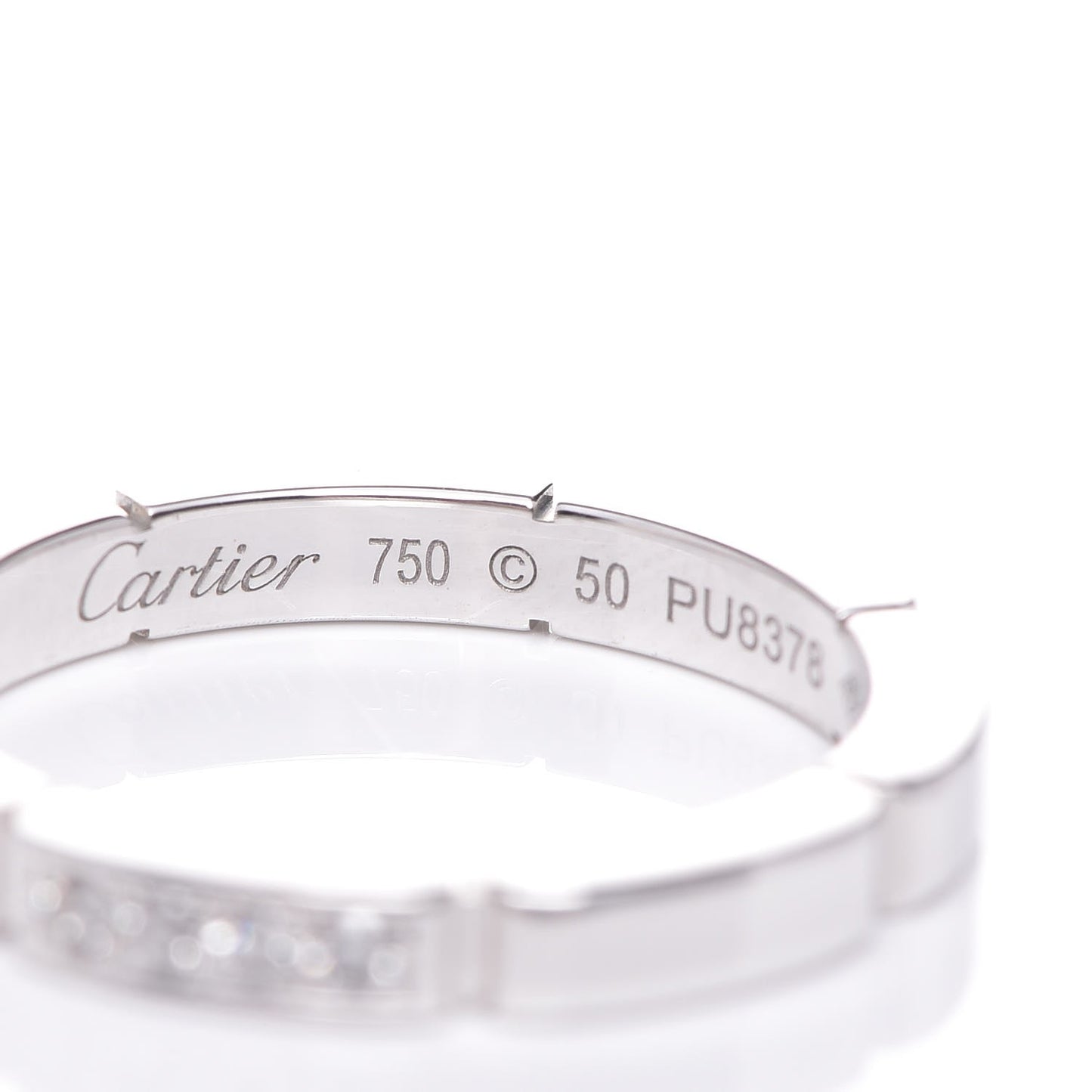 18K White Gold Diamond Maillon Panthere Wedding Band Ring 50 5.25