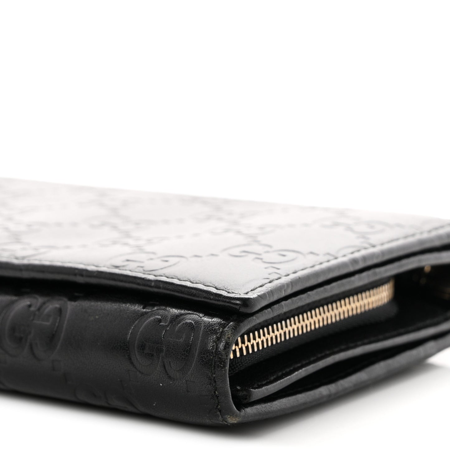 Guccissima Margaux Calfskin Metal Bar Chain Wallet Black